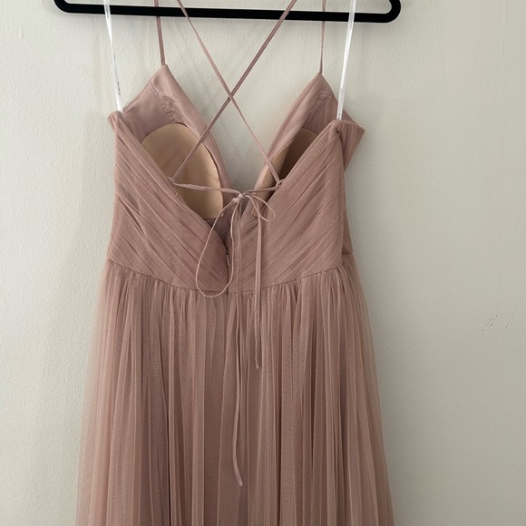 NWT Watters WTOO Lexie - Solid Blush Tulle Gown Lace Up Adjustable Straps - Picture 7 of 14